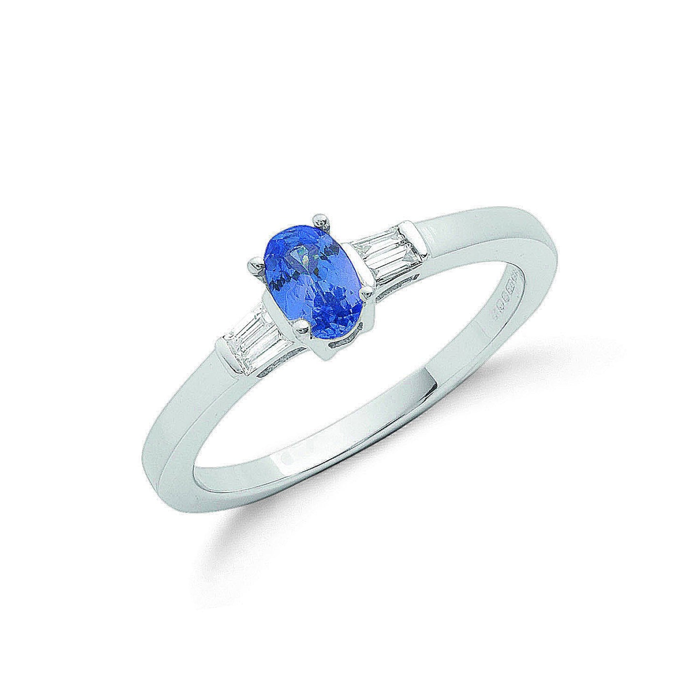 9ct White Gold 0.11ct Diamond Baguette & 0.48ct Tanzanite Ring - Fine Ring - Certified Authen – Luxury Jewellery by Im