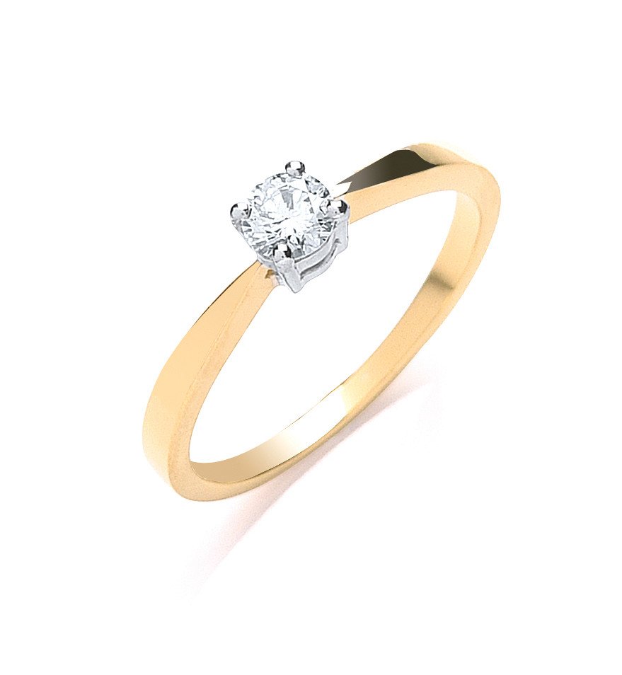 9ct Yellow Gold 0.25ct Diamond Engagement Ring - Fine Ring - Certified Authentic - Swiss Made – Luxury Jewellery by Im