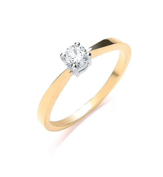 9ct Yellow Gold 0.25ct Diamond Engagement Ring - Fine Ring - Certified Authentic - Swiss Made – Luxury Jewellery by Im