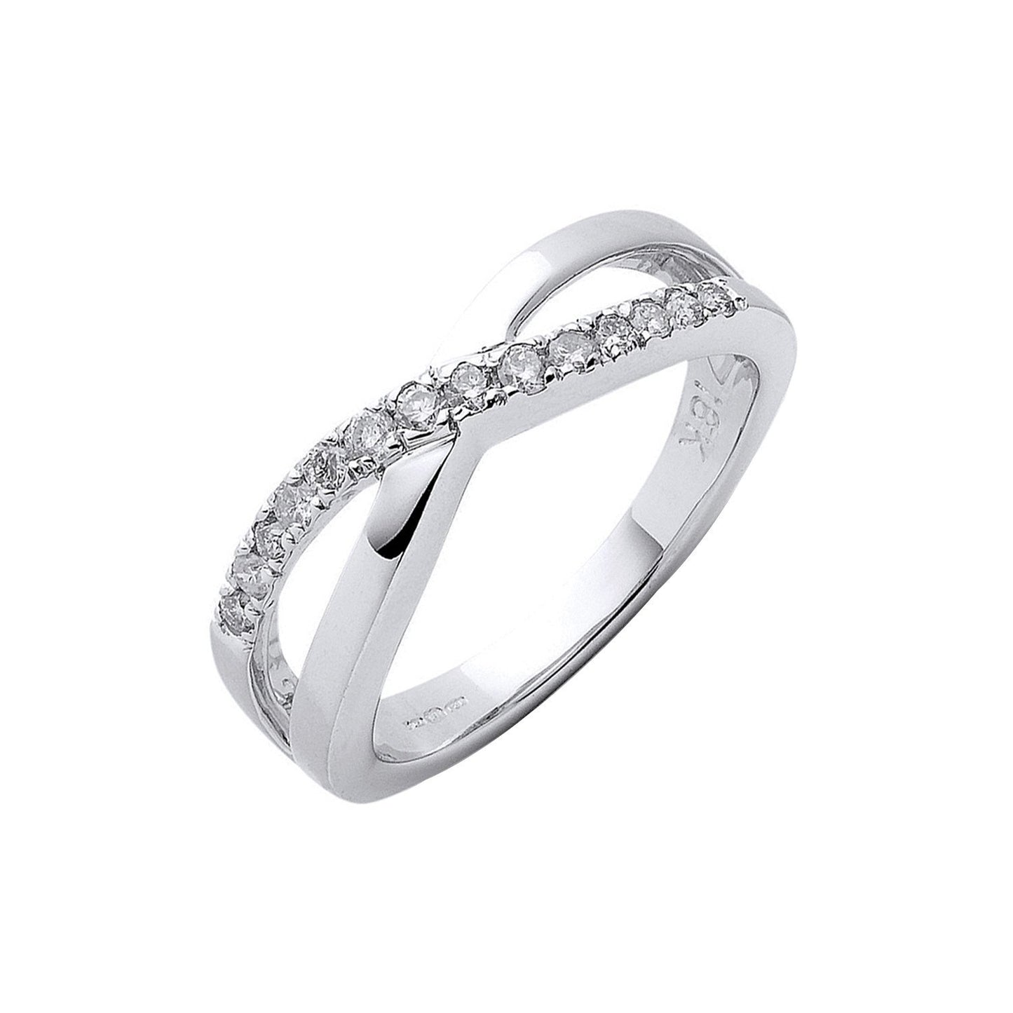 18ct White Gold 0.20ct Crossover Diamond Ring