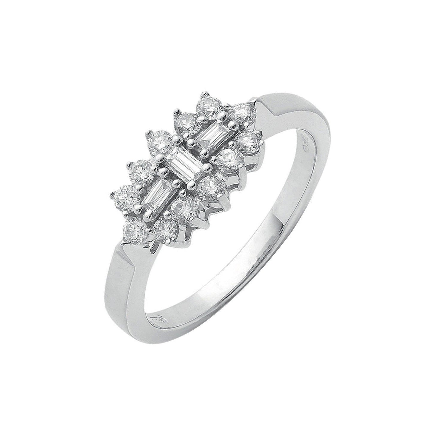 18ct White Gold D.0.50ctw Diamond Boat/cluster Ring