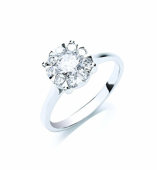 18ct White Gold 0.75ct Illusion Set Diamond Ring
