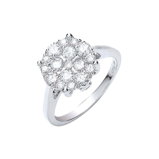18ct White Gold 1.00ct Cluster Diamond Ring
