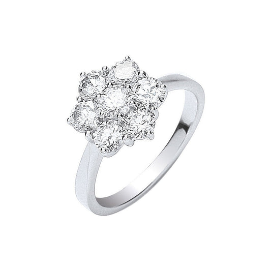 18ct White Gold 7 Stones D.1.50ctw Cluster Diamond Ring