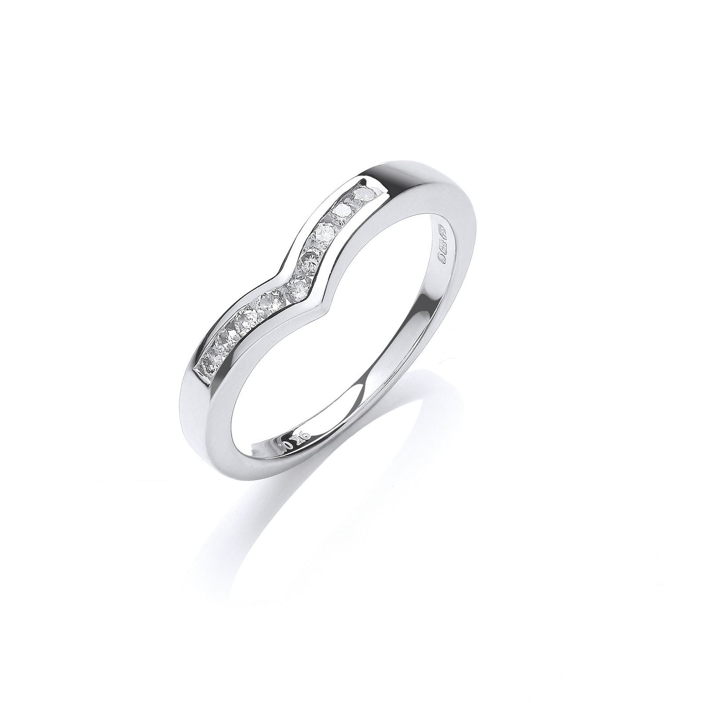 9ct White Gold 0.15ct Diamond Wishbone Ring - Fine Ring - Certified Authentic - Swiss Made – Luxury Jewellery by Imper