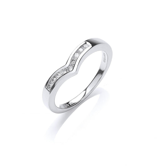 9ct White Gold 0.15ct Diamond Wishbone Ring - Fine Ring - Certified Authentic - Swiss Made – Luxury Jewellery by Imper