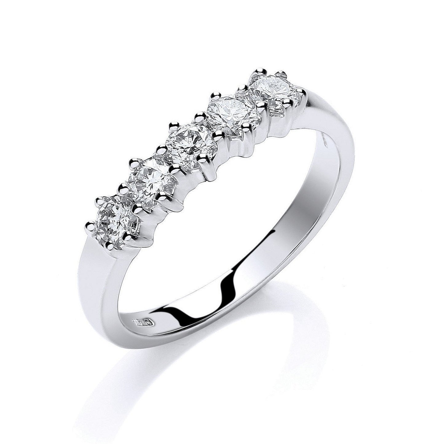 18ct White Gold 0.50ct 5 Stone Diamond Eternity Ring