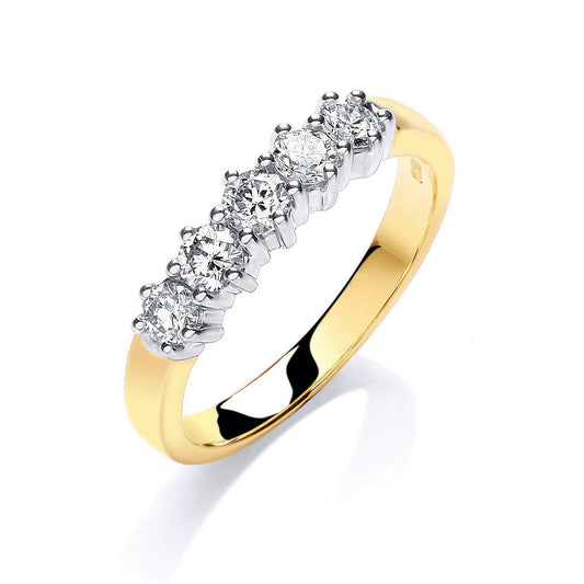 9ct Yellow Gold 0.50ct 5 Stone Diamond Eternity Ring - Fine Ring - Certified Authentic – Luxury Jewellery by Imperial