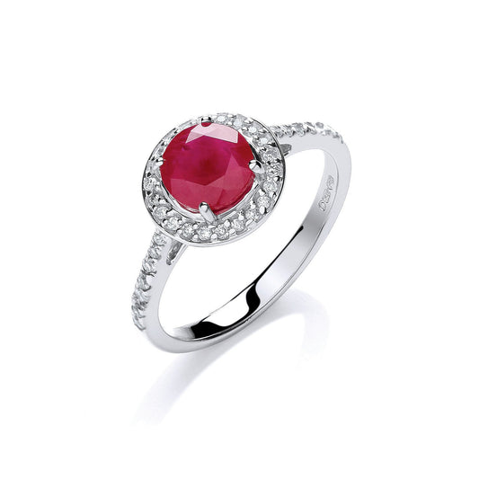 9ct White Gold 0.20ct Diamond, 0.70ct 5mm Ruby Ring - Fine Ring - Certified Authentic – Luxury Jewellery by Imperial T