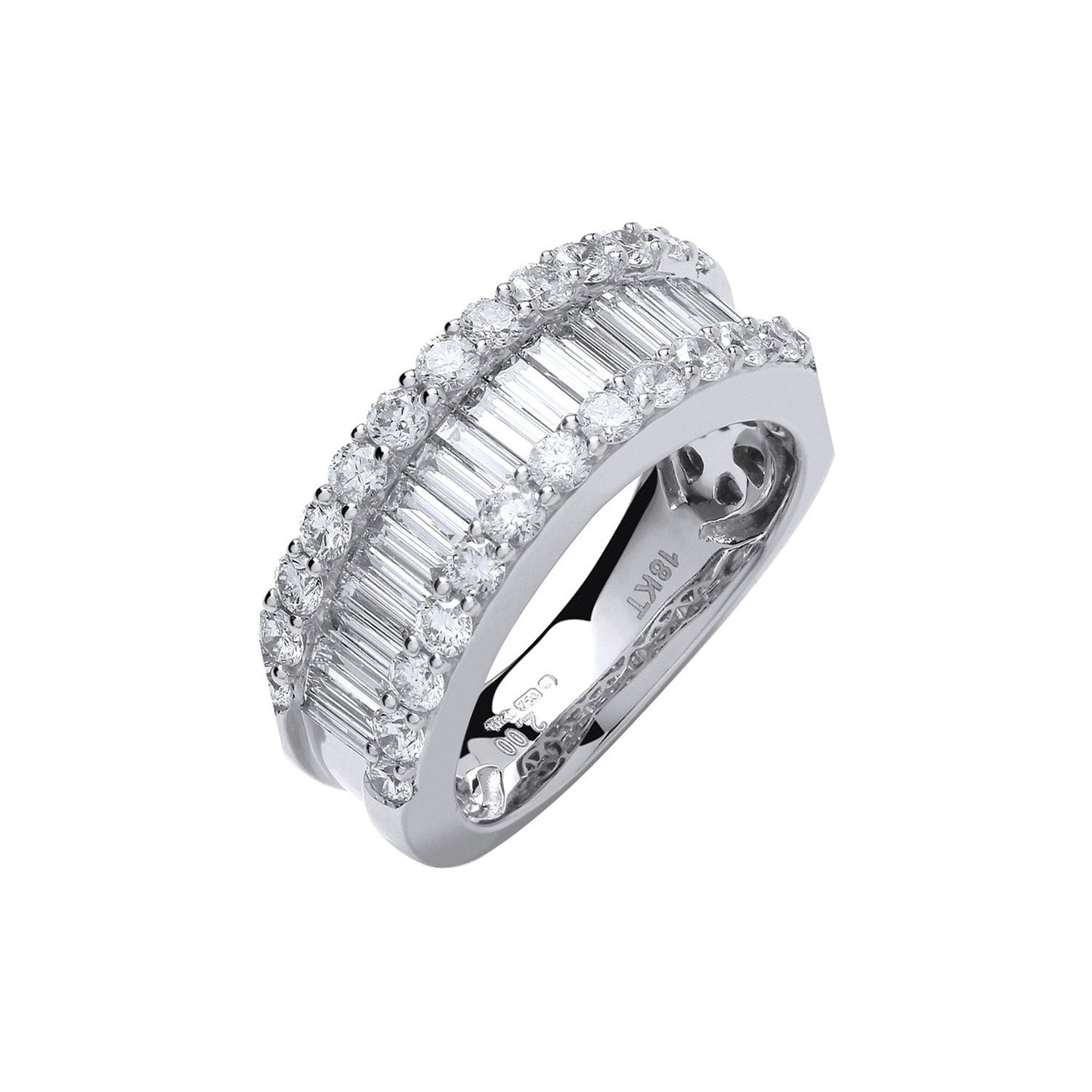 18ct White Gold 2.00ct Baguette & Brilliant Diamond Ring