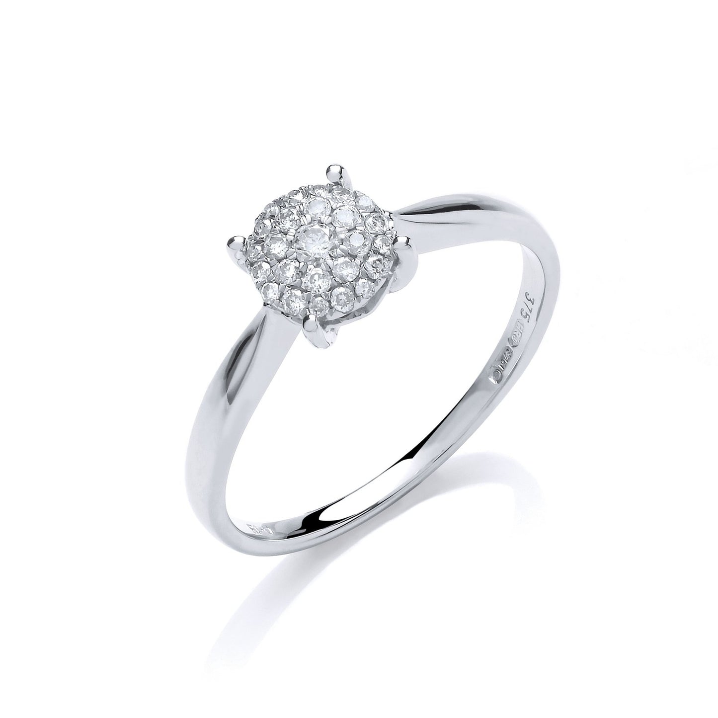 9ct White Gold 0.15ct Diamond Pave Solitaire Ring - Fine Ring - Certified Authentic – Luxury Jewellery by Imperial Tim