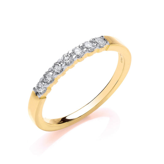 9ct Yellow Gold D.025ct Diamond Half Et Ring - Fine Ring - Certified Authentic - Swiss Made – Luxury Jewellery by Impe