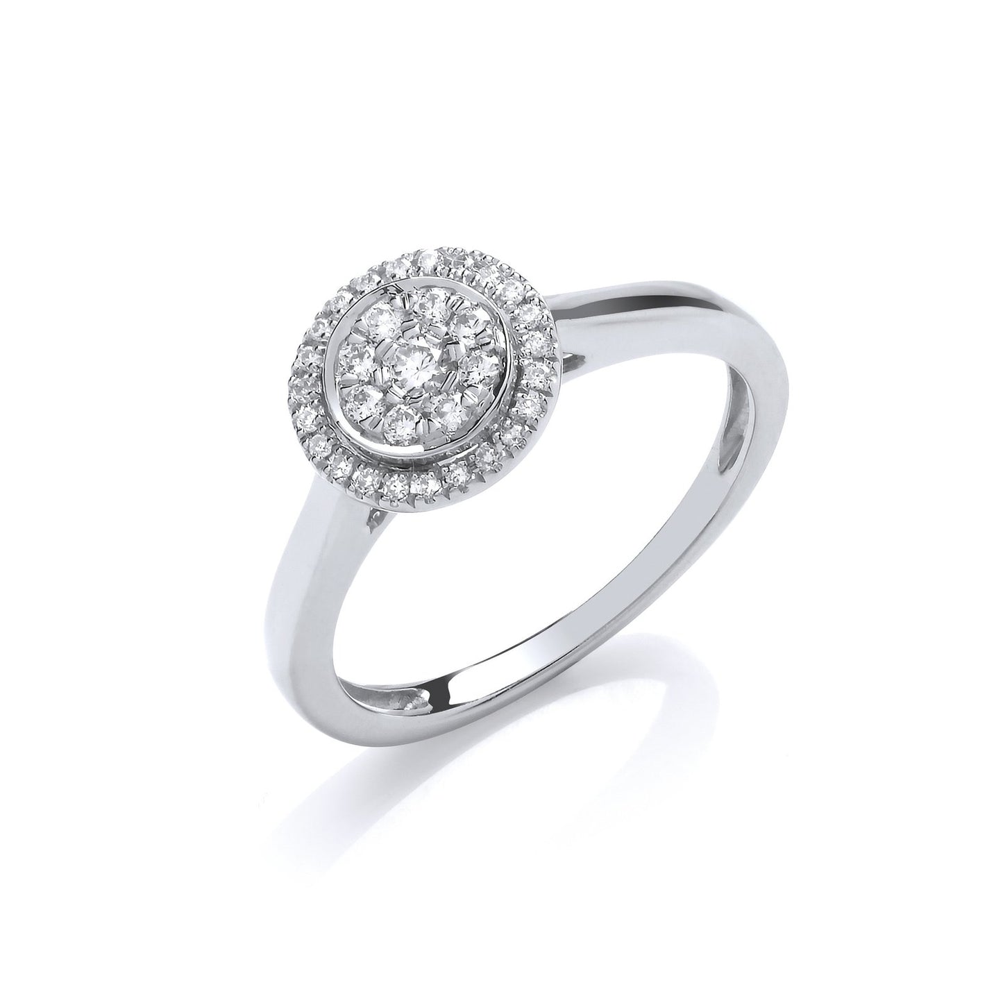 9ct White Gold Round Pave 0.25ct Diamond Ring - Fine Ring - Certified Authentic - Swiss Made – Luxury Jewellery by Imp