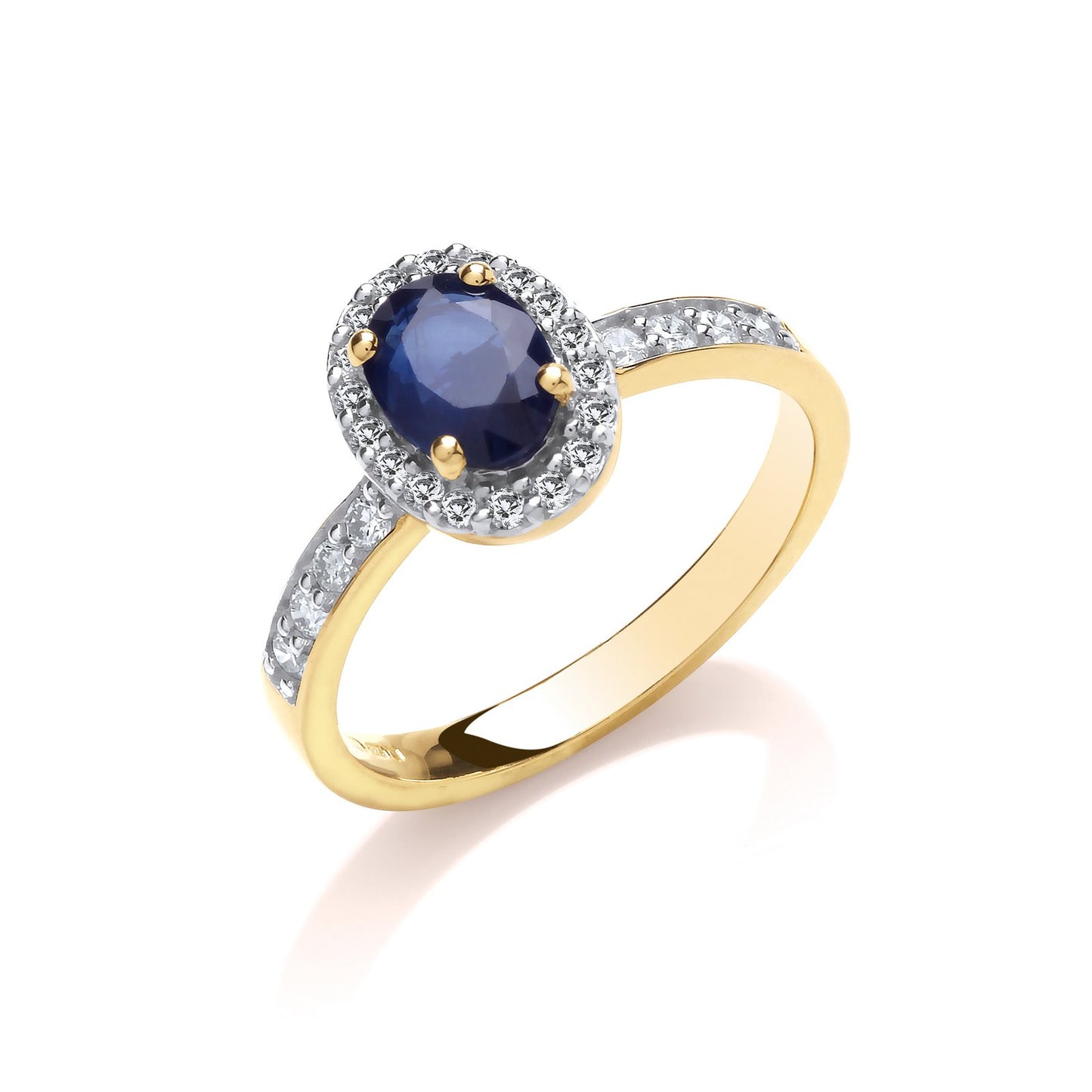 9ct 0.30ct Diamond & Oval Sapphire Yellow Gold Ring - luxury watches London - Kensington jeweller | Imperial Time UK Ltd, Kensington