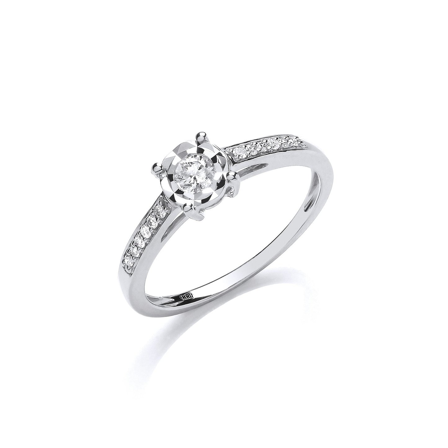 9ct White Gold 0.15ct Solitaire Ring - Fine Ring - Certified Authentic - Swiss Made – Luxury Jewellery by Imperial Tim