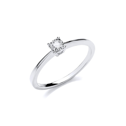 9ct White Gold 0.10ct Solitaire Ring - Fine Ring - Certified Authentic - Swiss Made – Luxury Jewellery by Imperial Tim