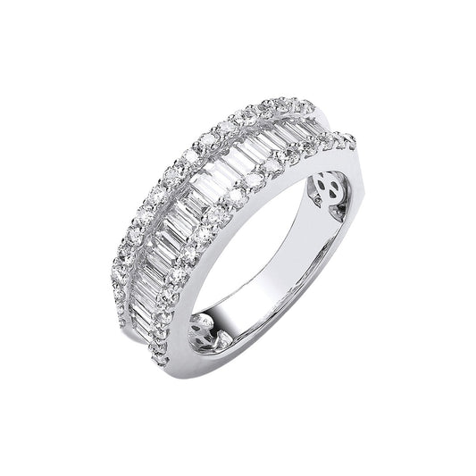 18ct White Gold 1.50ct Baguette & Brilliant Diamond Ring