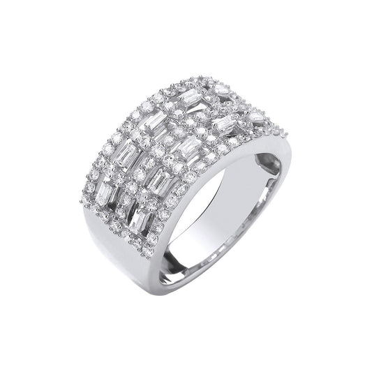 18ct White Gold Baguettes & Rd 1.00ctw Diamond Dress Ring