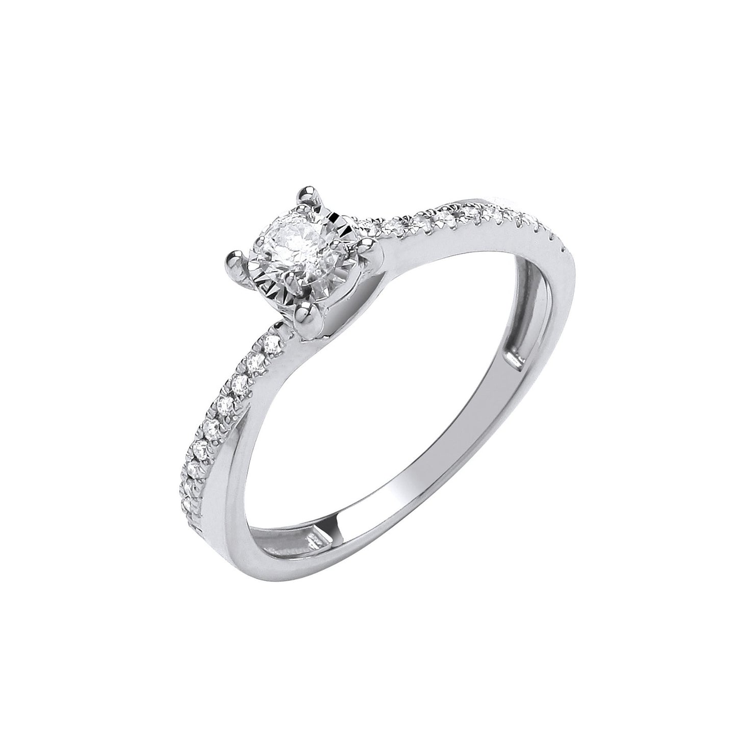 9ct White Gold 0.25ct Diamond Ring - Fine Ring - Certified Authentic - Swiss Made - UK Stock – Luxury Jewellery by Imp
