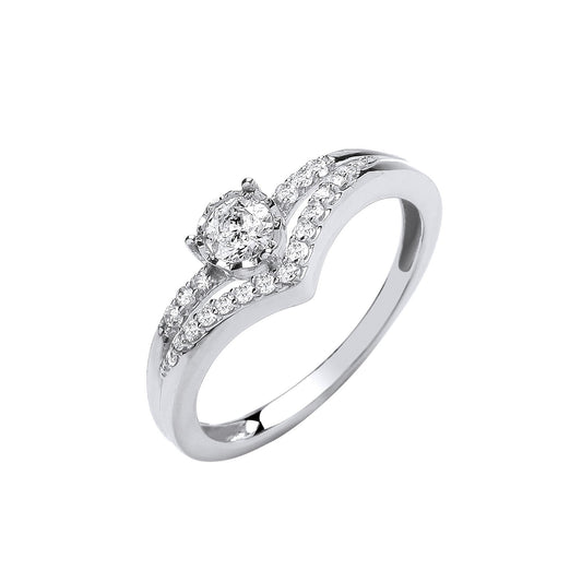 9ct White Gold 0.33ct Split Shank Engagement Ring - Fine Ring - Certified Authentic – Luxury Jewellery by Imperial Tim