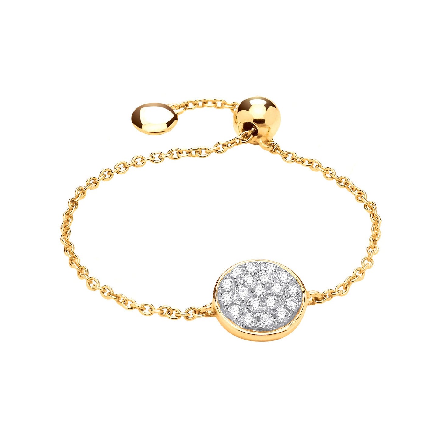 9ct Yellow Gold Adjustable 0.10ct Diamond Ring - Fine Ring - Certified Authentic - Swiss Made – Luxury Jewellery by Im