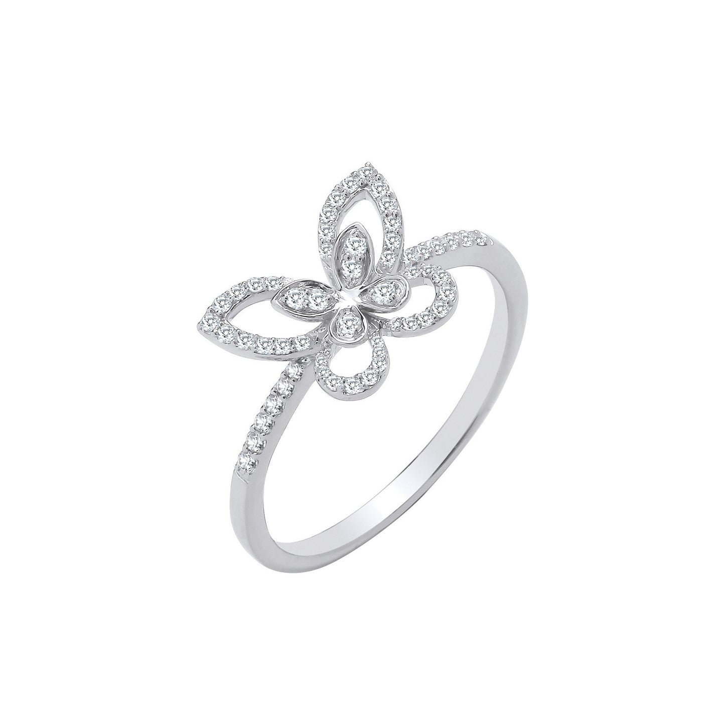 9ct White Gold Butterfly 0.19ctw Diamond Ring - Fine Ring - Certified Authentic - Swiss Made – Luxury Jewellery by Imp