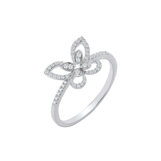 9ct White Gold Butterfly 0.19ctw Diamond Ring - Fine Ring - Certified Authentic - Swiss Made – Luxury Jewellery by Imp