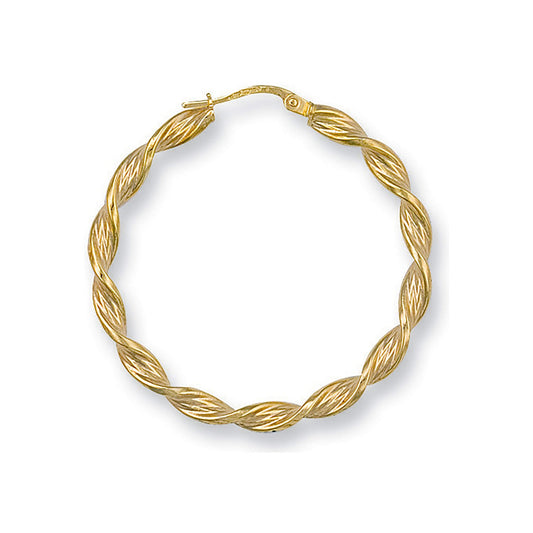 Yellow Gold 37mm Twisted Hoop Earrings