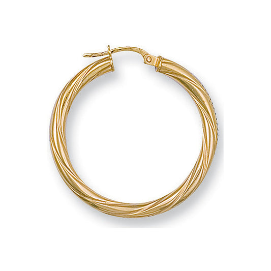 Yellow Gold 31mm Twisted Hoop Earrings