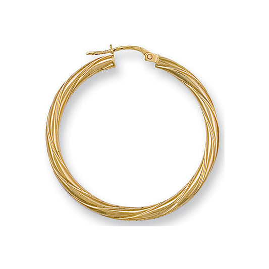 Yellow Gold 36mm Twisted Hoop Earrings