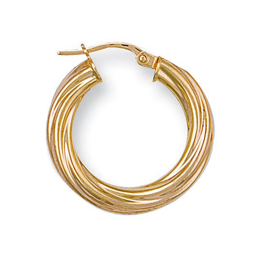 Yellow Gold 23mm Twisted Hoop Earrings