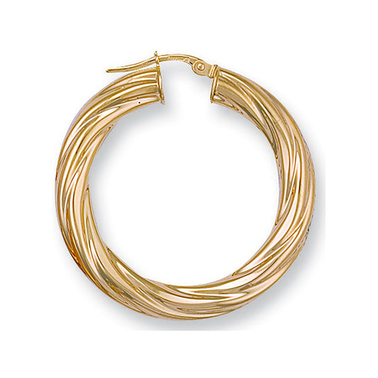 Yellow Gold 34mm Twisted Hoop Earrings