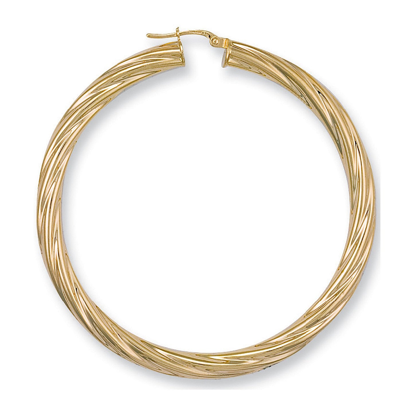 Yellow Gold 59mm Twisted Hoop Earrings