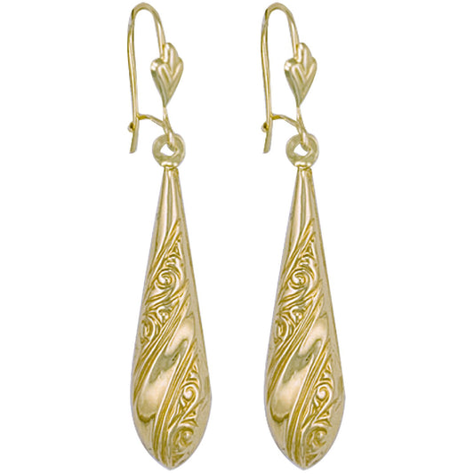 Yellow Gold Patterned Drops