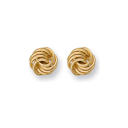 Yellow Gold 10mm Fancy Knot Stud Earrings