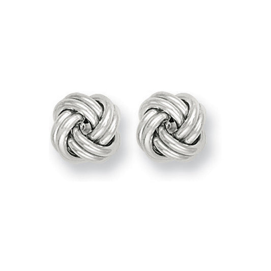 White Gold 10mm Knot Stud Earrings