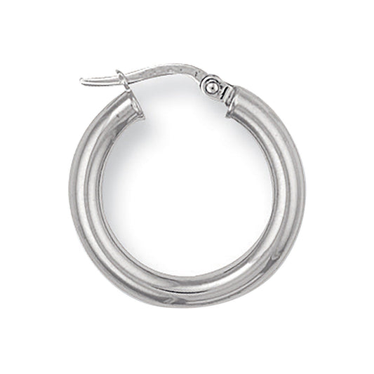 White Gold 20mm Round Tube Hoop Earrings
