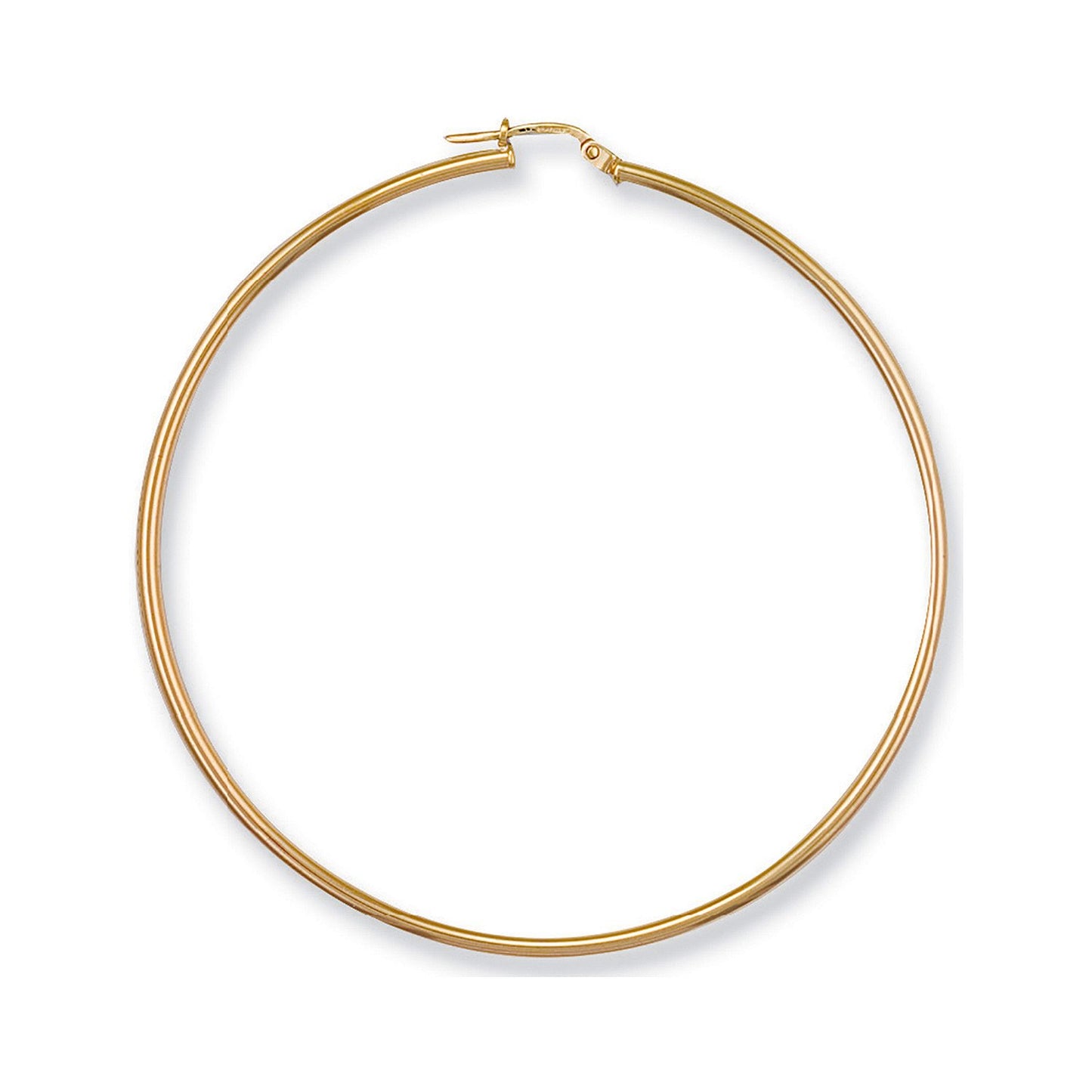 Yellow Gold 60mm Round Tube Hoop Earrings
