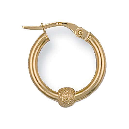 Yellow Gold 17mm Glitter Ball Hoop Earrings