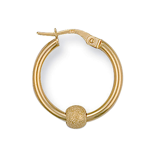 Yellow Gold 20mm Glitter Ball Hoop Earrings