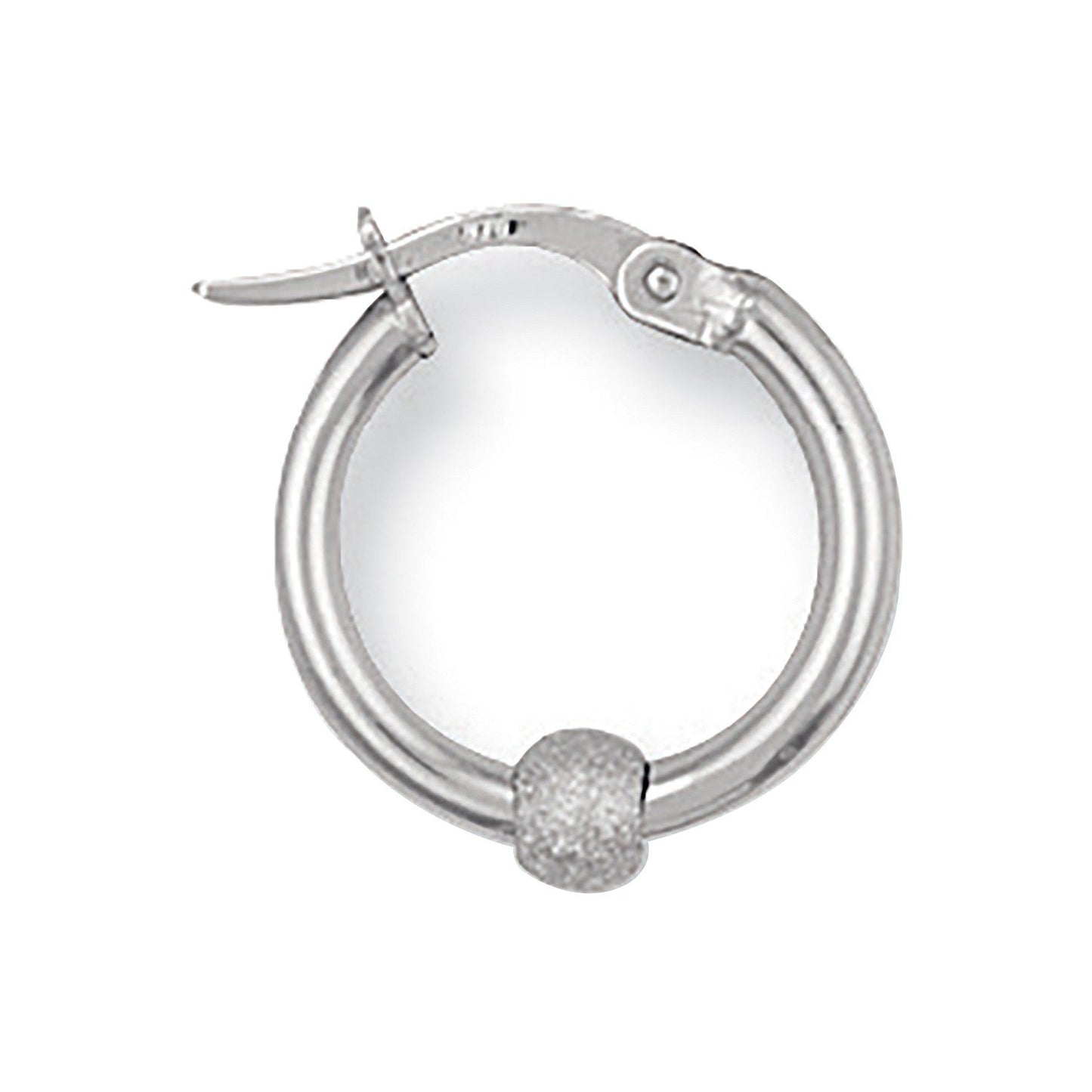 White Gold 17mm Glitter Ball Hoop Earrings