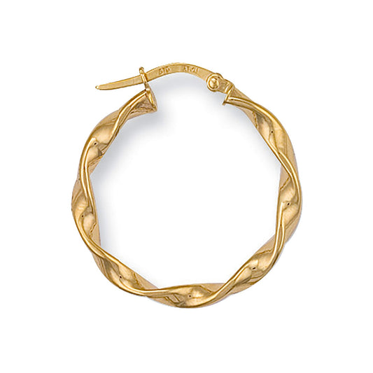 Yellow Gold 26mm Twisted Hoop Earrings