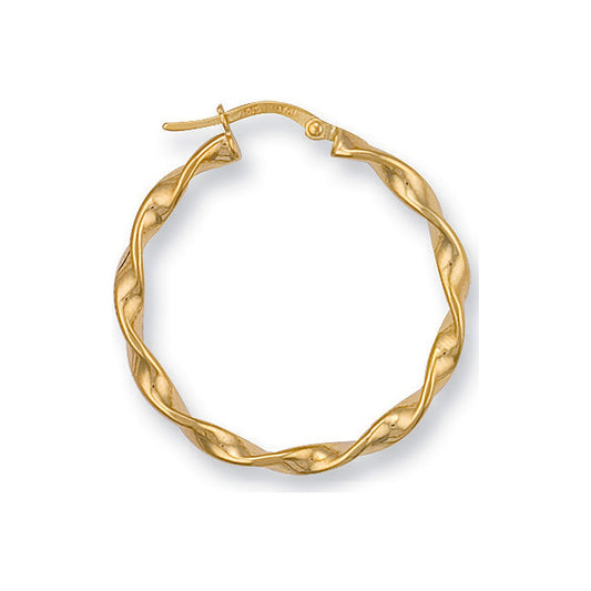 Yellow Gold 31mm Twisted Hoop Earrings
