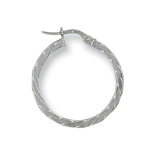White Gold 25mm Twisted Hoop Earrings