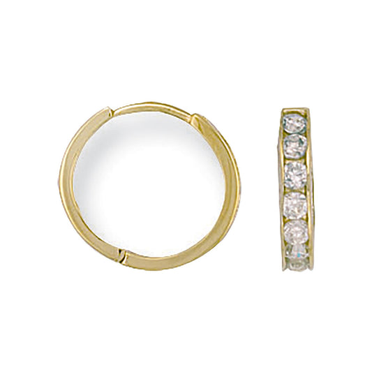 Yellow Gold 15mm Cubic Zirconia Huggies
