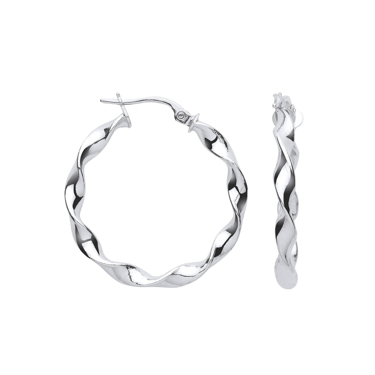 White Gold 25mm Twisted Hoop Earrings