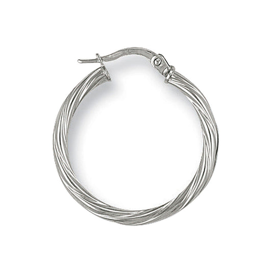 White Gold 23mm Twisted Hoop Earrings