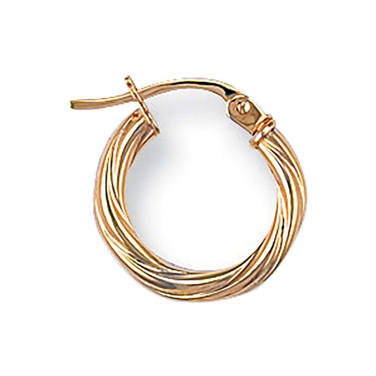 Yellow Gold 14mm Twisted Hoop Earrings