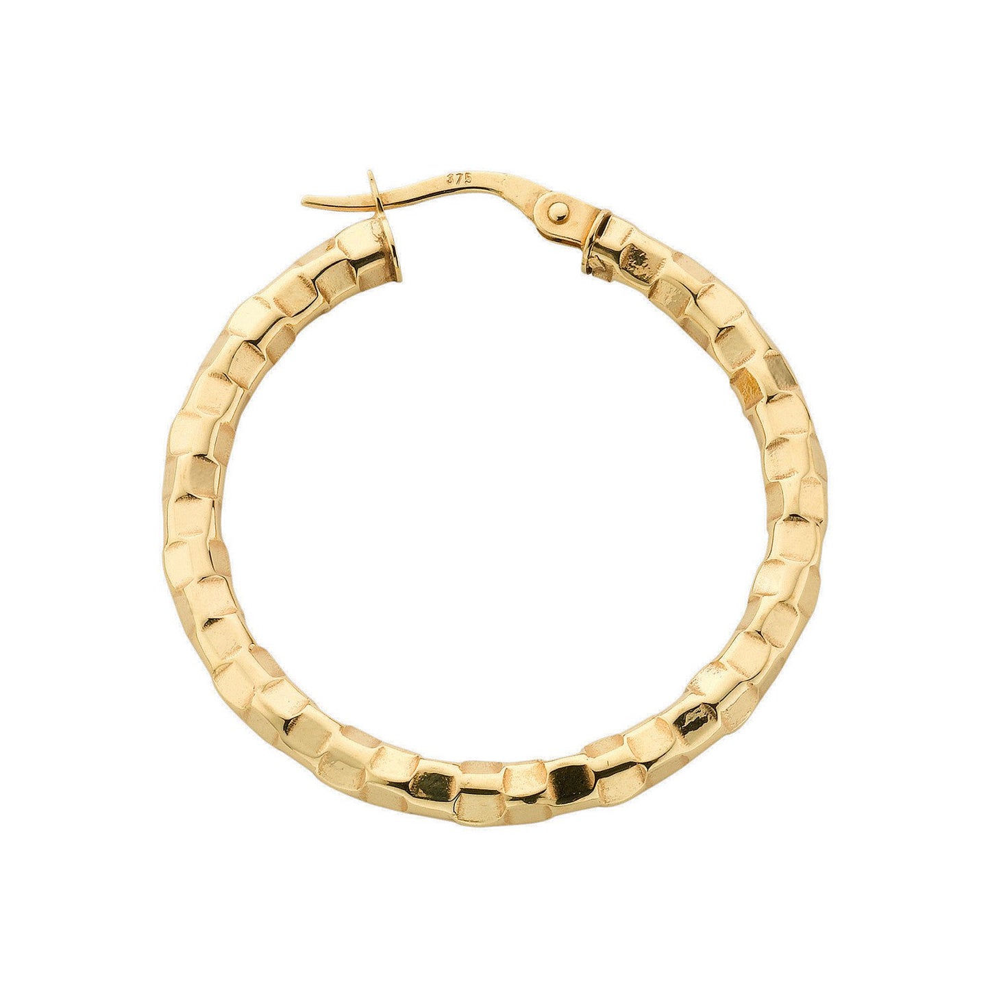 Yellow Gold 31.2mm Fancy Hoop Earrings