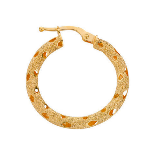 Yellow Gold 24mm Frosted Hoop Earrings